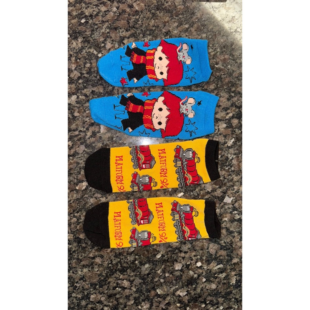 Harry Potter Ron Weasley Hogwarts Express Ankle Socks 2 Pair Set Blue Yellow